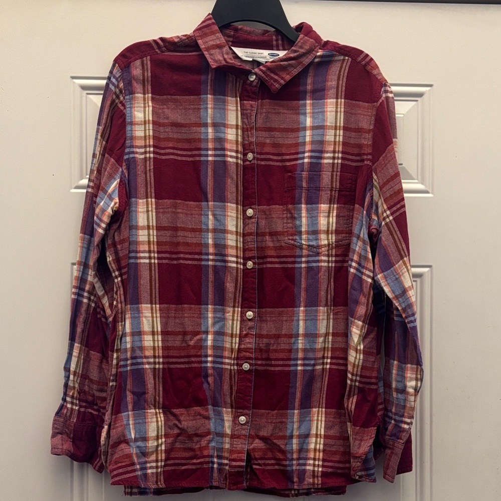 Old Navy women’s Red and Blue Plaid Button Down Shirt size xxl classic short